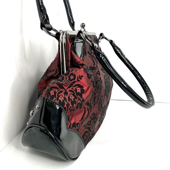 GG ROSE Red & Black Tapestry Patent Leather Shoulder Bag - Picture 3 of 8